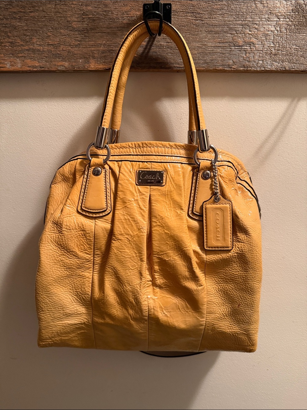 Coach Yellow Leather Shoulder Bag with wallet